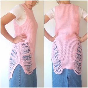 36.5 Distressed Ripped ribbed Knit Pink Sweater vest